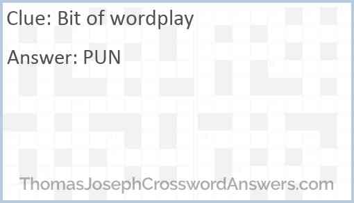 Bit of wordplay crossword clue ThomasJosephCrosswordAnswers com