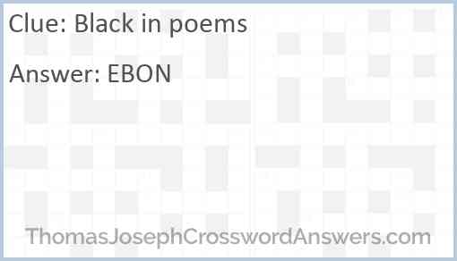 Black in poems Answer