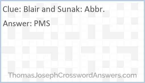 Blair and Sunak: Abbr. Answer
