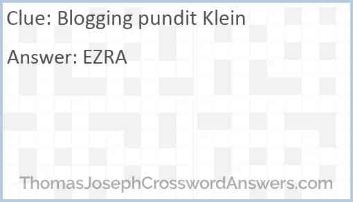 Blogging pundit Klein Answer