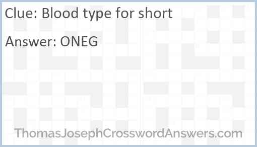 Blood type for short Answer