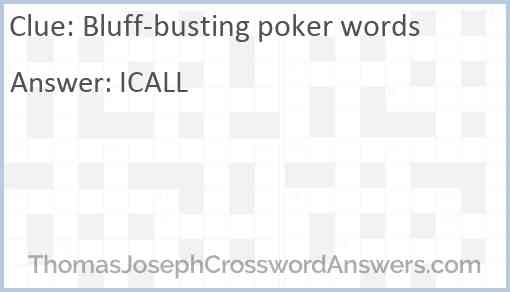 Bluff-busting poker words Answer