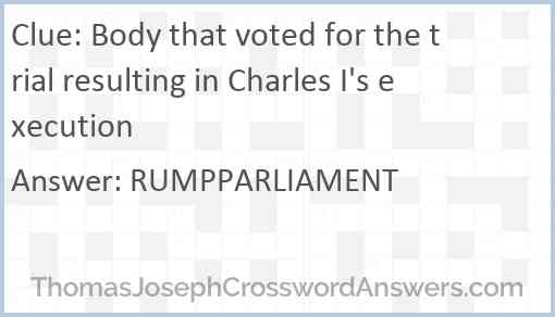 Body that voted for the trial resulting in Charles I's execution Answer