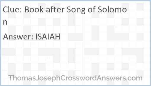 Book after Song of Solomon Answer