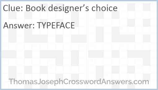 Book designer’s choice Answer