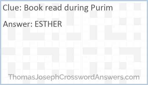 Book read during Purim Answer