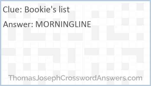 Bookie's list Answer