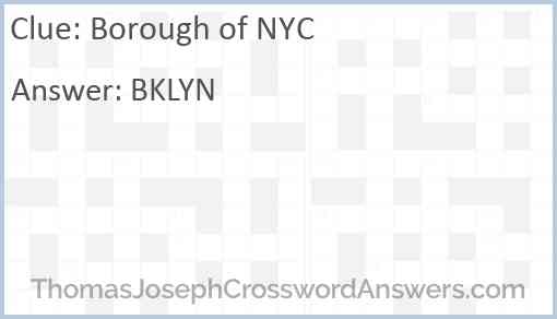 Borough of NYC Answer