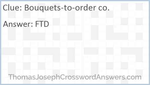 Bouquets-to-order co. Answer