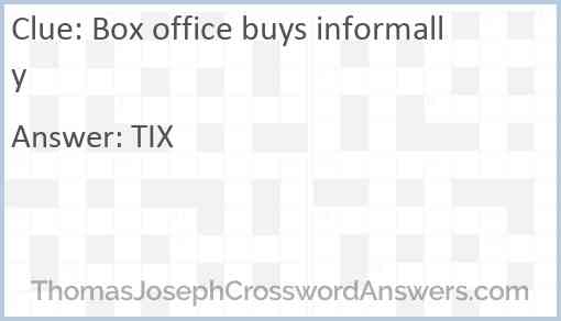 Box office buys informally Answer