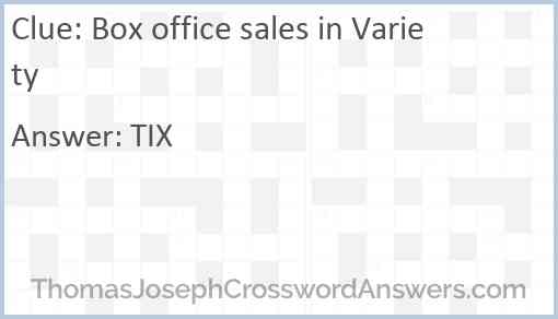 Box office sales in Variety Answer