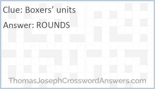 Boxers’ units Answer