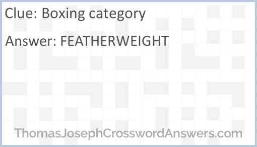 Boxing category Answer