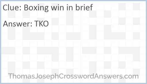 Boxing win in brief Answer