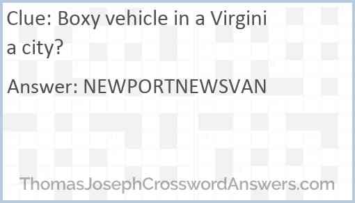 Boxy vehicle in a Virginia city? Answer