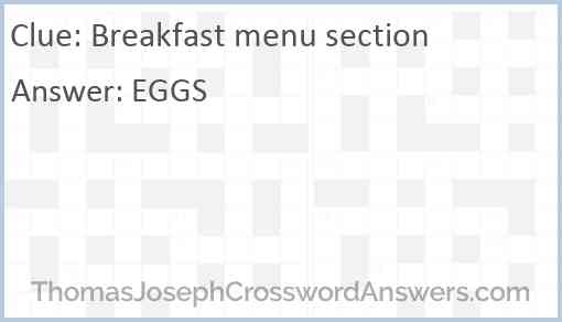 Breakfast menu section Answer