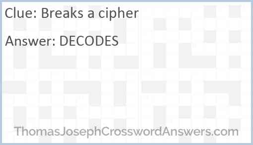 Breaks a cipher Answer
