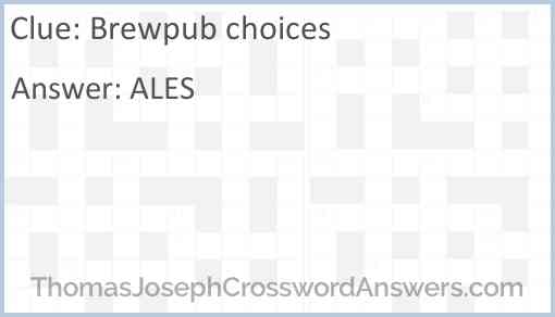 Brewpub choices Answer