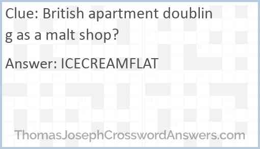 British apartment doubling as a malt shop? Answer
