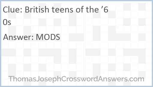 British teens of the ’60s Answer