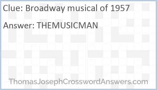 Broadway musical of 1957 Answer