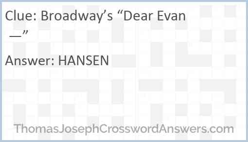 Broadway’s “Dear Evan —” Answer