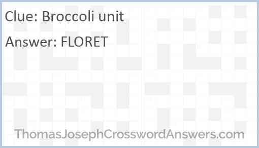 Broccoli unit Answer