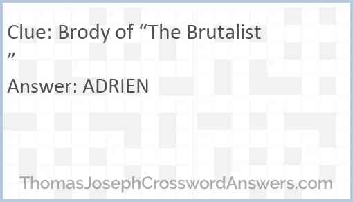 Brody of “The Brutalist” Answer