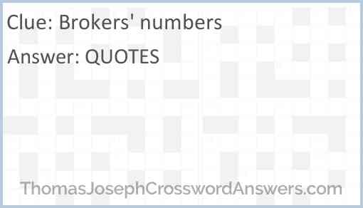 Brokers’ numbers Answer