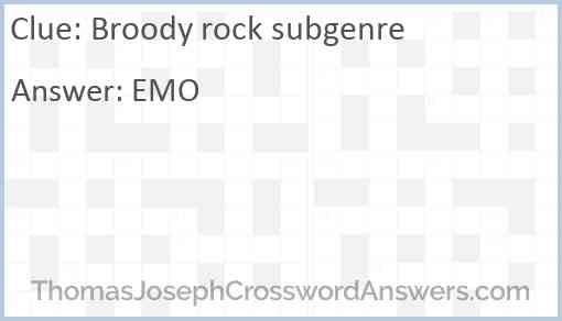 Broody rock subgenre Answer