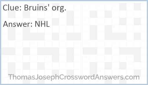Bruins' org. Answer