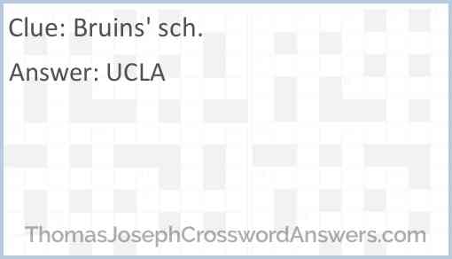 Bruins’ sch. Answer