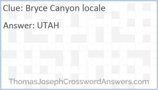 Bryce Canyon locale Answer