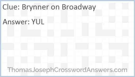 Brynner on Broadway Answer