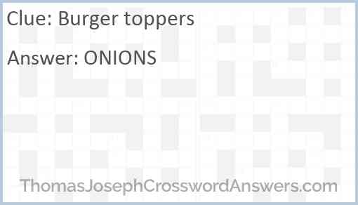 Burger toppers Answer