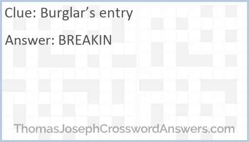 Burglar’s entry Answer