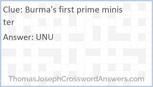 Burma's first prime minister Answer