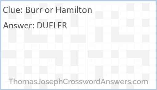 Burr or Hamilton Answer