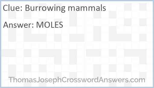 Burrowing mammals Answer