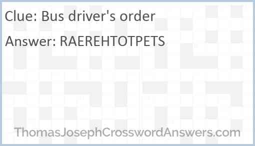 Bus driver's order Answer