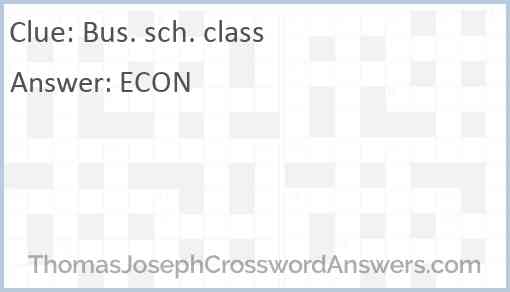 Bus. sch. class Answer