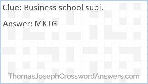 Business school subj. Answer