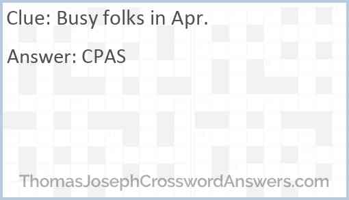 Busy folks in Apr. Answer