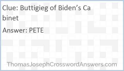 Buttigieg of Biden s Cabinet crossword clue