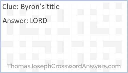 Byron’s title Answer