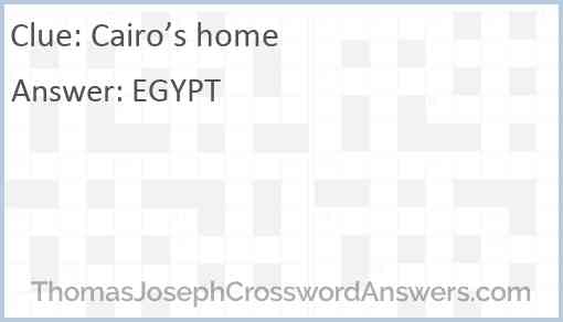 Cairo’s home Answer