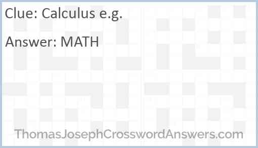 Calculus e.g. Answer