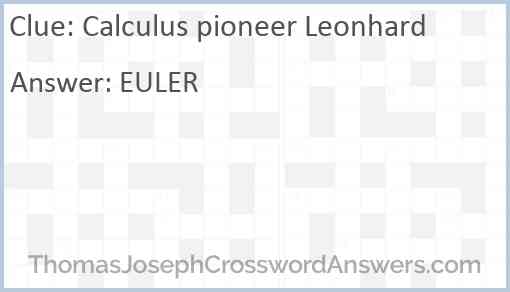 Calculus pioneer Leonhard Answer