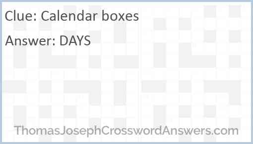 Calendar boxes Answer