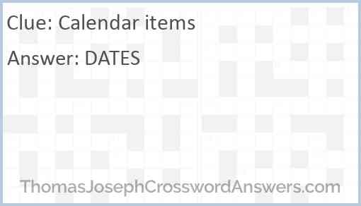 Calendar items Answer
